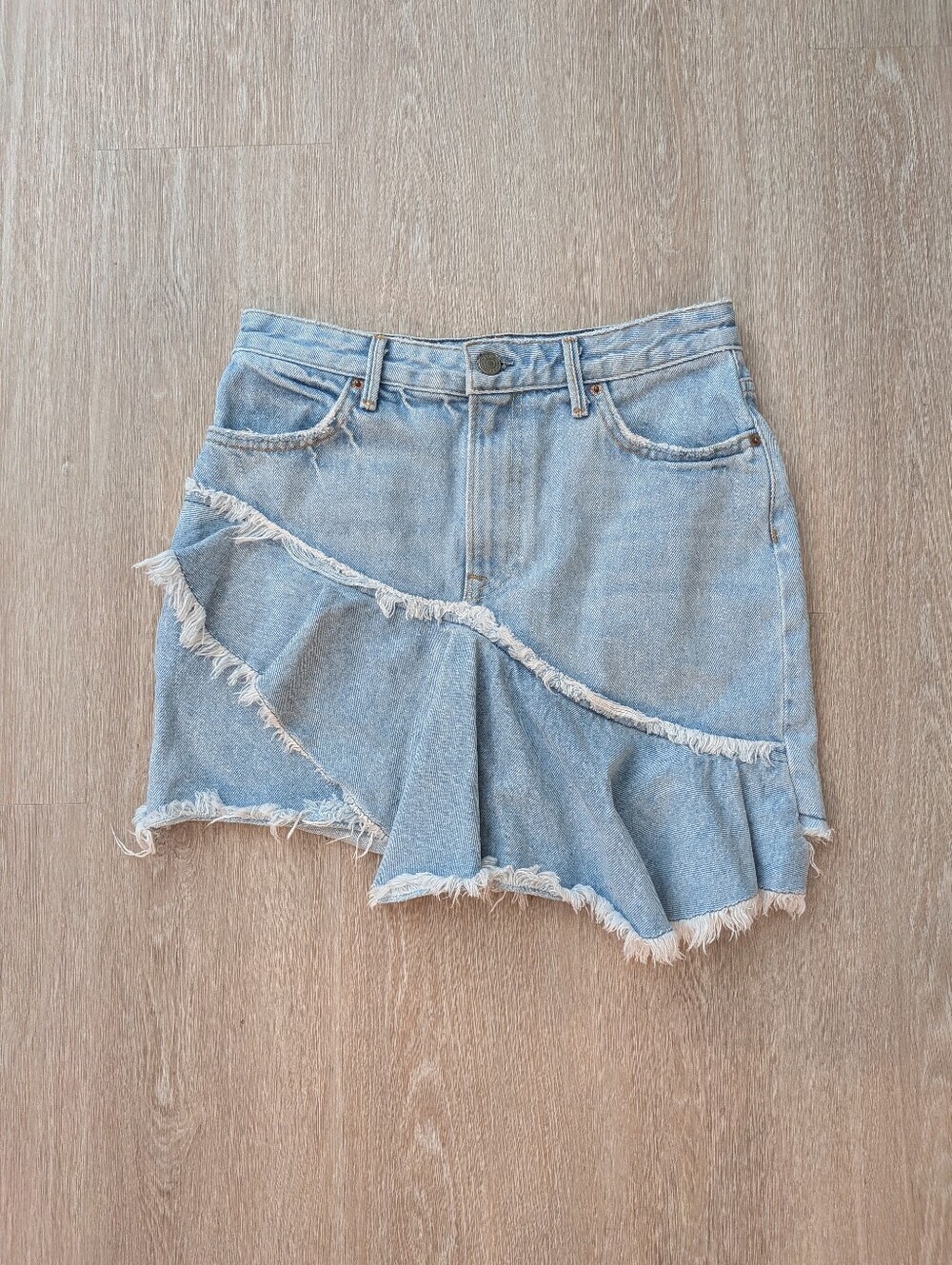 GRLFRND Skirt Women's 27 Giselle Lucca Ruffle Denim